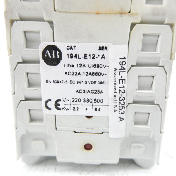 ALLEN BRADLEY 194L-E12-3253 SER. A 690V 12A (AS PICTURED) (WH) NSMP