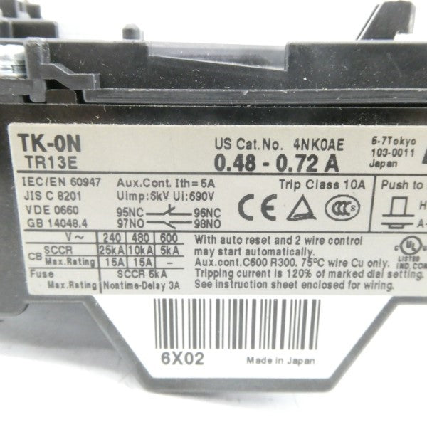 FUJI ELECTRIC 4NK0AE TK-0N 690V 0.48-0.72A NSNP