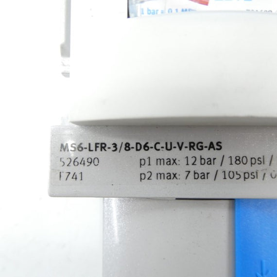 FESTO MS6-LFR-3/8-D6-C-U-V-RG-AS 526490 180PSI NSNP