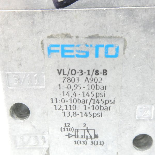 FESTO VL/O-3-1/8-B 7803 -14.4-145PSI NSNP