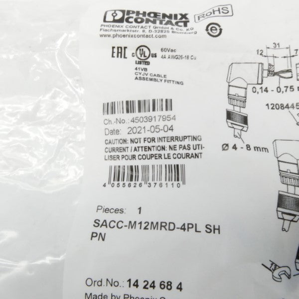 PHOENIX CONTACT SACC-M12MRD-4PLSHPN 1424684 NSMP