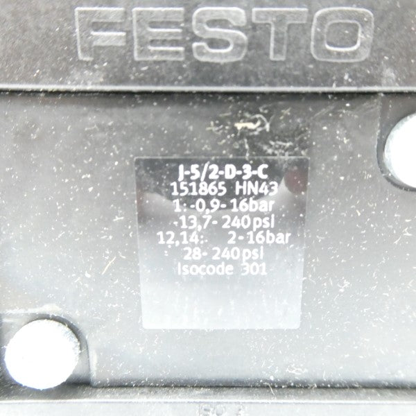 FESTO J-5/2-D-3-C 151865 -13.7-240PSI NSMP