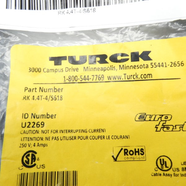 TURCK RK4.4T-4/S618 U2269 250V 4A NSMP