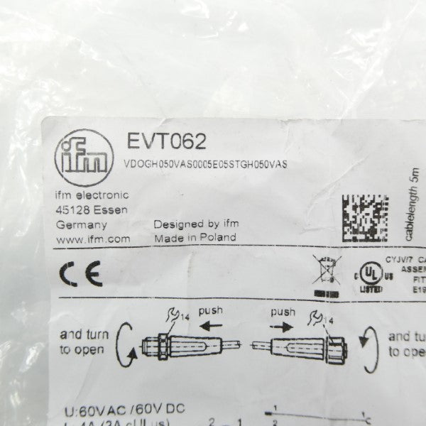 IFM EFECTOR EVT062 VDOGH050VAS0005E05STGH050VAS 60VAC/DC NSMP