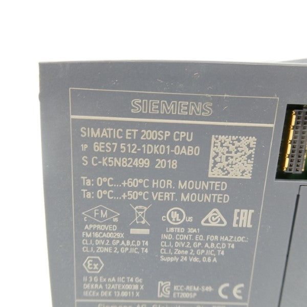 SIEMENS 6ES7512-1DK01-0AB0 24VDC 0.6A NSMP