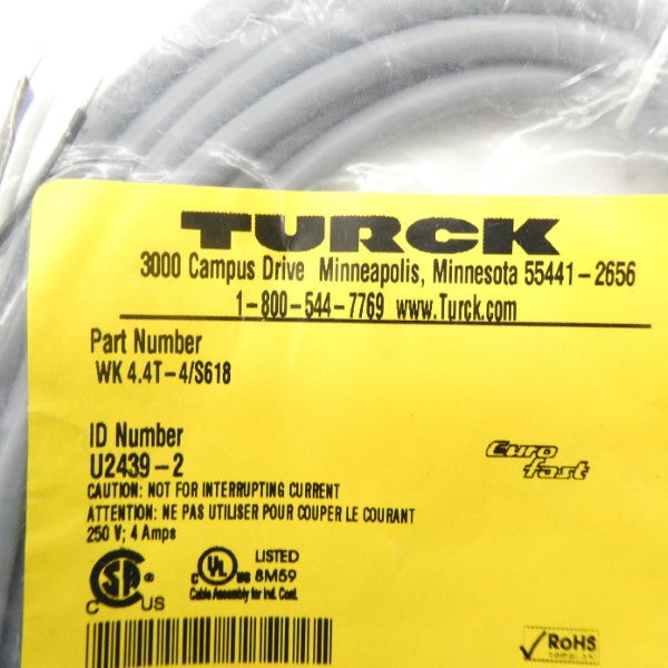 TURCK WK4.4T-4/S618 U2439-2 250V 4A NSMP