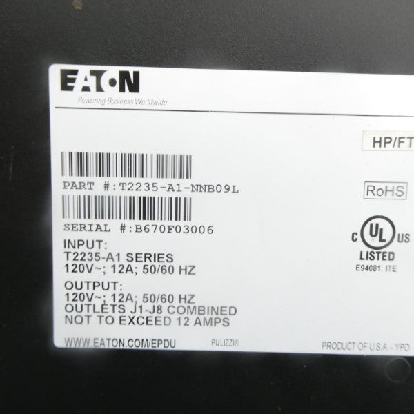 EATON T2235-A1-NNB09L 120V 12A NSNP