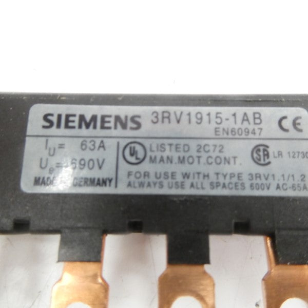 SIEMENS 3RV1915-1AB 690V 63A (PKG OF 10) NSMP