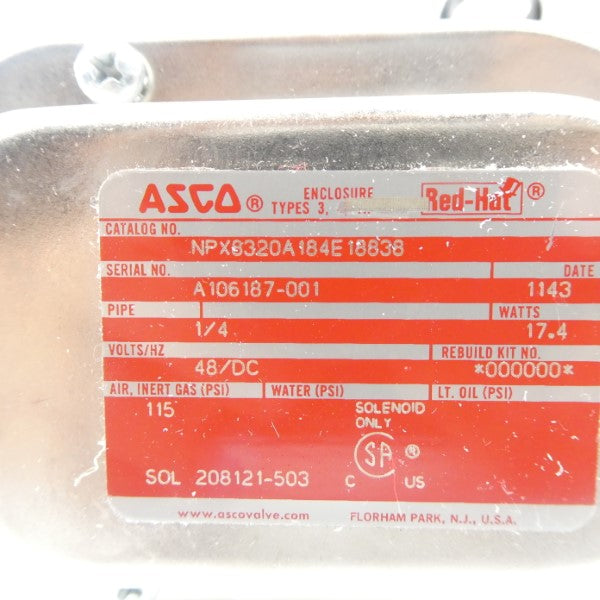 ASCO NPX8320A184E18838 48VDC 115PSI 1/4" NSNP