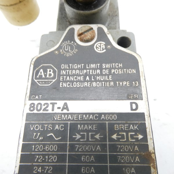 ALLEN BRADLEY 802T-A SER. D 120-600VAC 60A UNMP