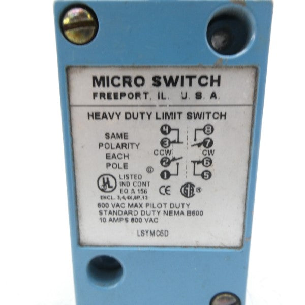 MICRO SWITCH LSYMC6D 600VAC 10A UNMP