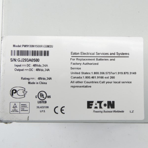 EATON PW9130N1500R-EBM2U 48VDC 34A NSNP