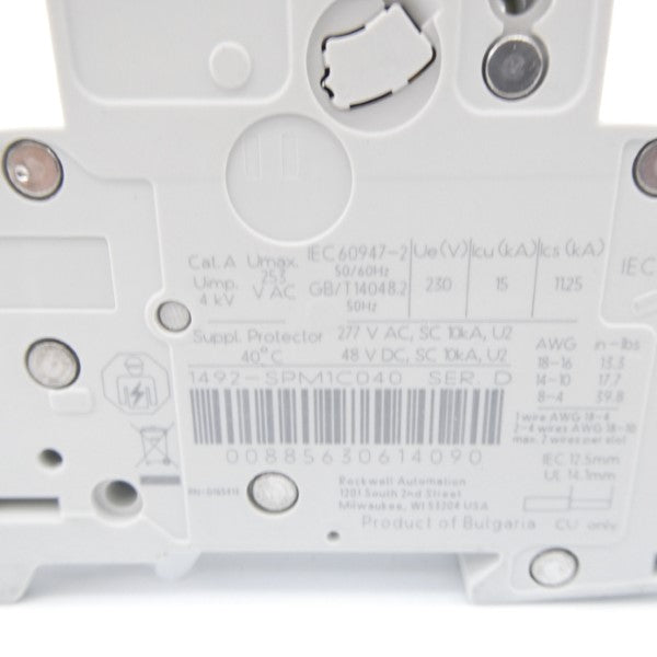 ALLEN BRADLEY 1492-SPM1C040 SER. D 277VAC 4A (PKG OF 2) NSMP