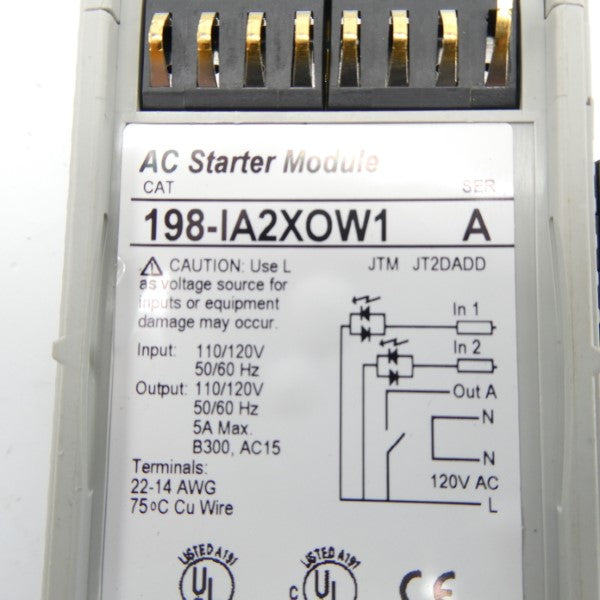 ALLEN BRADLEY 198-IA2XOW1 SER. A 110/120V UNMP