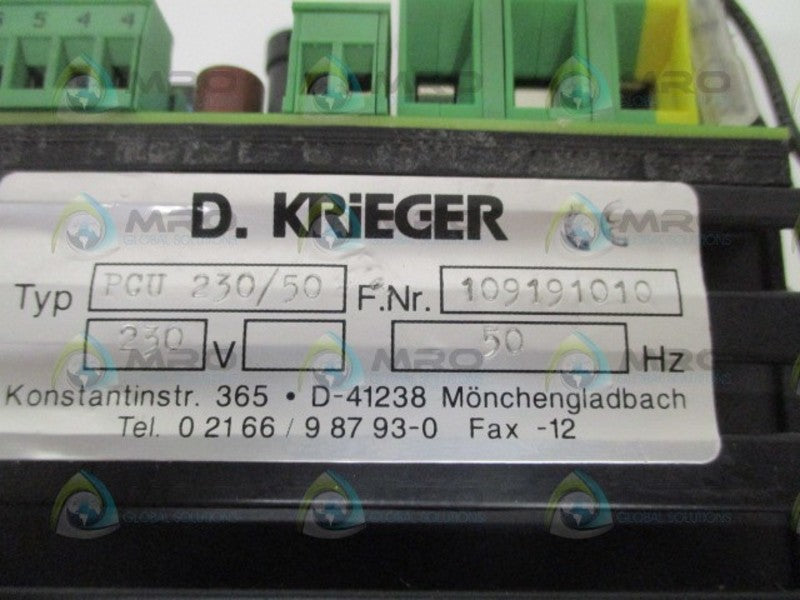 D. KRIEGER PCU230/50 POWER SUPPLY ASSEMBLY 230V NSNP