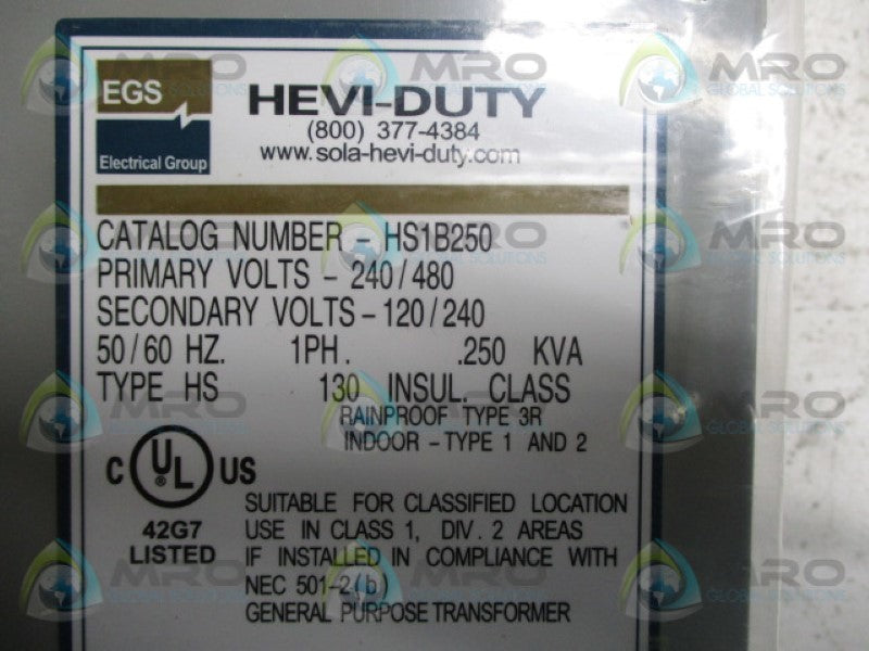 EGS HS1B250 TRANSFORMER  NSMP
