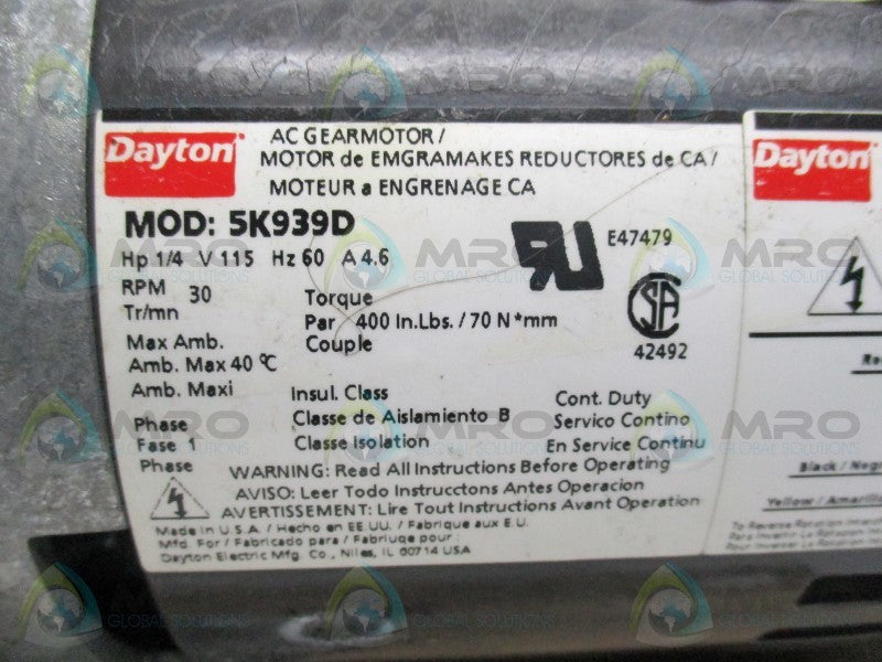 DAYTON 5K939D MOTOR  UNMP