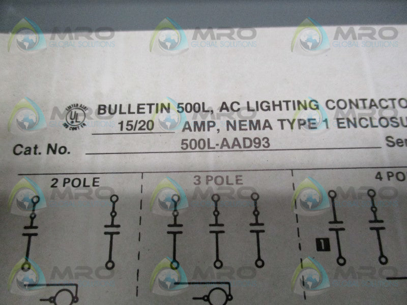 INDUSTRIAL SPARE PART 500L-AAD93 LIGHTING CONTACTOR ENCLOSURE ONLY  NSNP