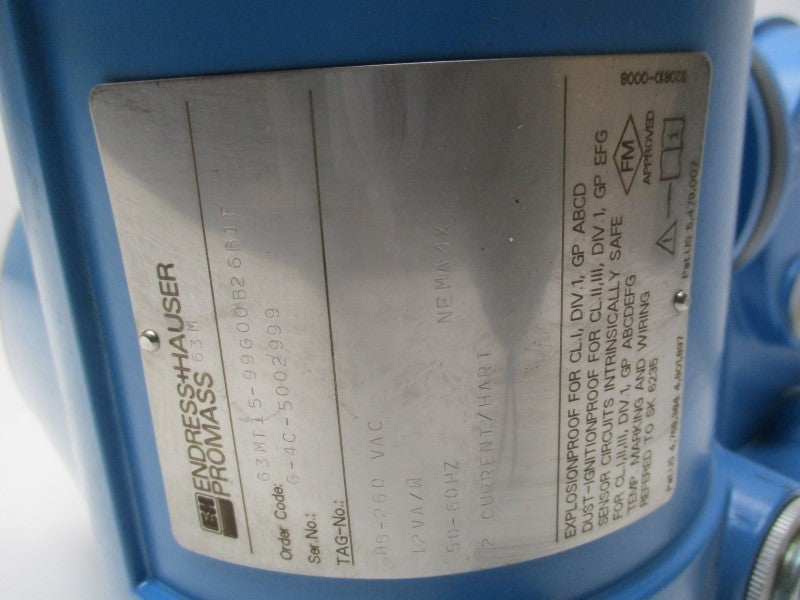 ENDRESS & HAUSER 63MT15-99G00B26B1F FLOW METER  NSNP