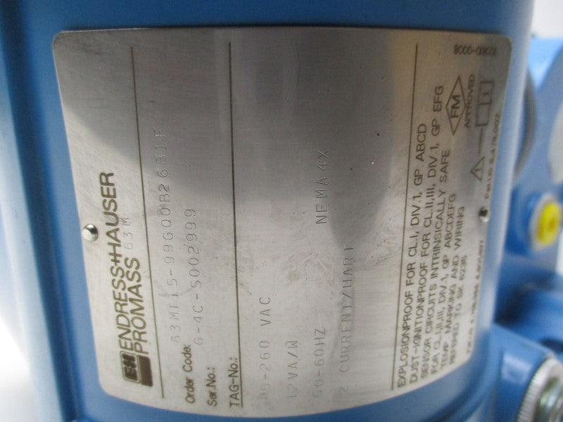 ENDRESS & HAUSER 63MT15-99G00B26B1F FLOW METER  NSNP
