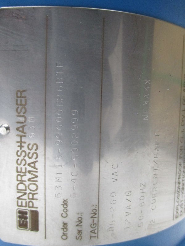 ENDRESS & HAUSER 63MT15-99G00B26B1F FLOW METER  NSNP