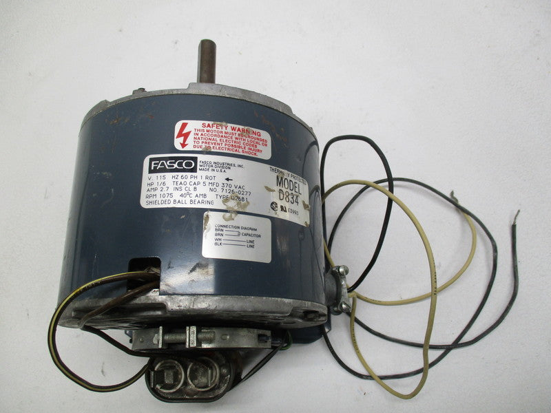 FASCO D834 MOTOR 115V 1/6 HP 1075 RPM  UNMP