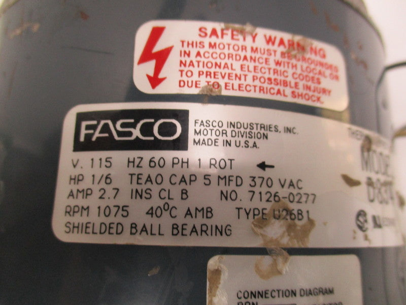 FASCO D834 MOTOR 115V 1/6 HP 1075 RPM  UNMP