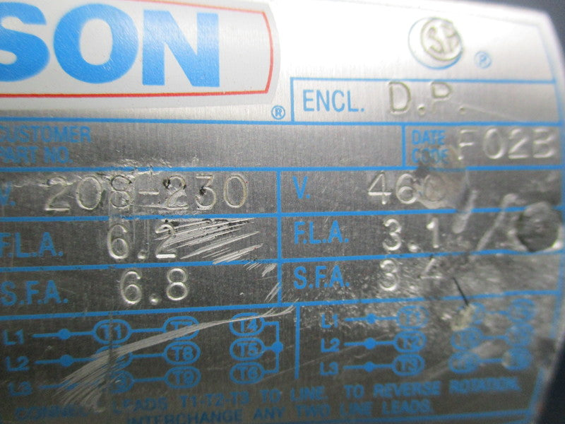 LEESON C6T17DB40E MOTOR 1 HP 1725 RPM 208/230V  UNMP