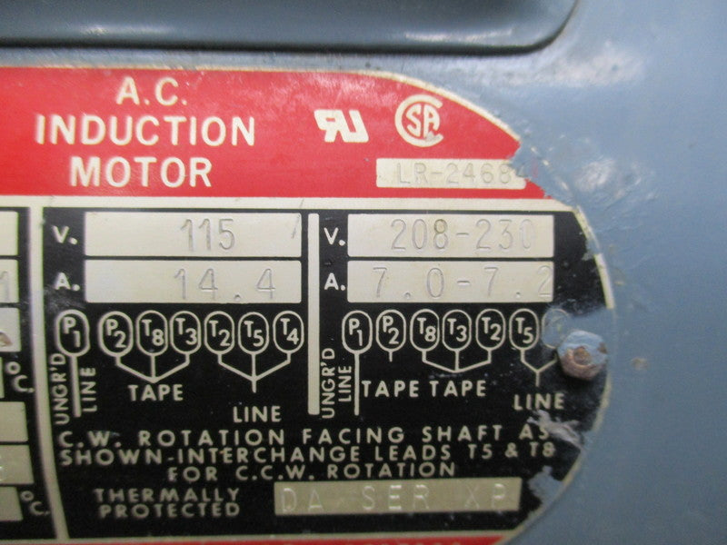 DAYTON 6K562-B MOTOR 1 HP 1725 RPM 115V   UNMP