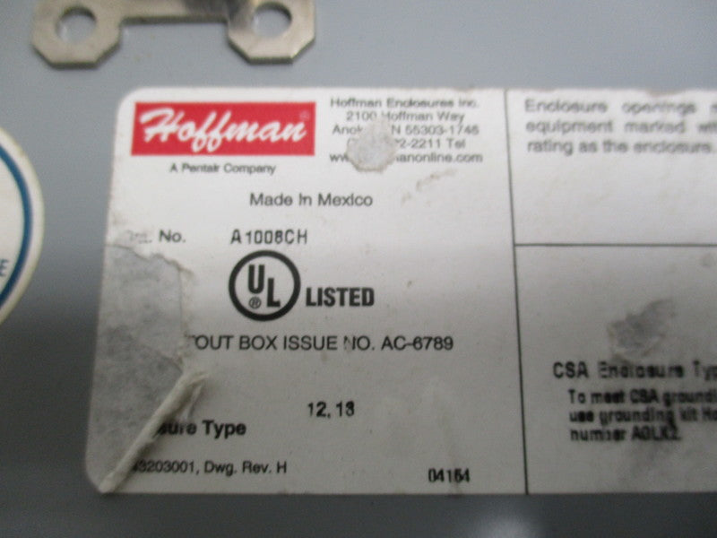 HOFFMAN A1008CH ENCLOSURE  UNMP