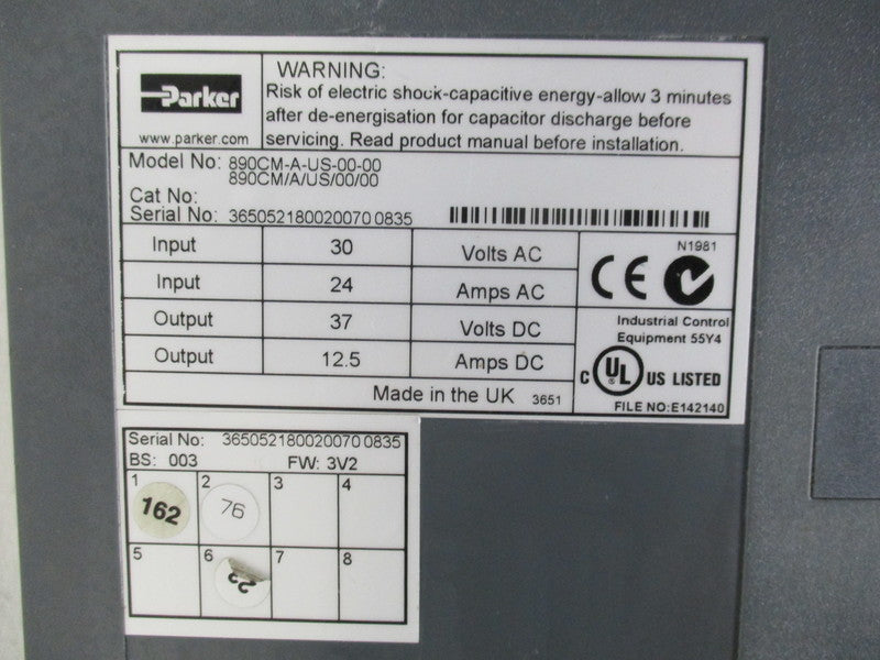 PARKER 890CM-A-US-00-00 CONTROL MODULE 30VAC  UNMP