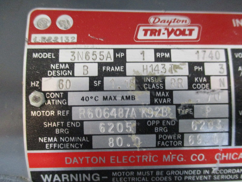 DAYTON 3N655A MOTOR 1 HP 1740 RPM  UNMP