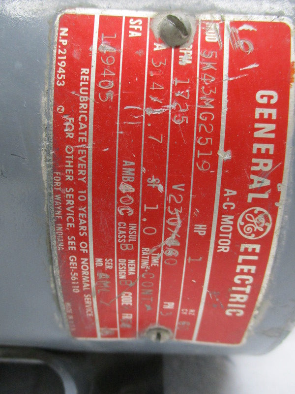 GENERAL ELECTRIC 5K43MG2519 MOTOR 1 HP 1725 RPM   UNMP