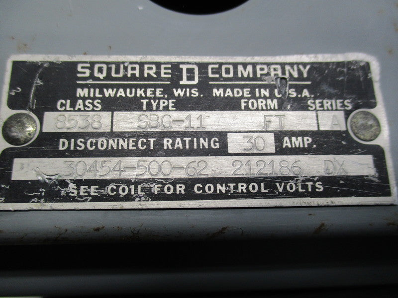 SQUARE D 8538SBG11 SER.A W/9001B39 SER.B MOTOR STARTER 30A  UNMP