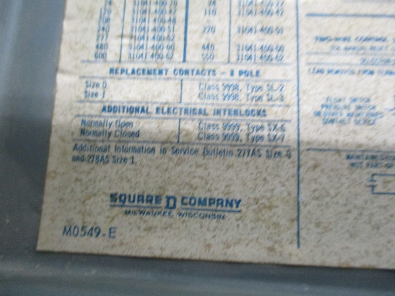SQUARE D 8538SBG11 SER.A W/9001B39 SER.B MOTOR STARTER 30A  UNMP