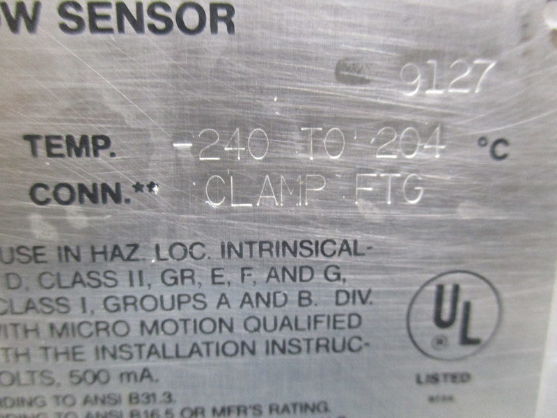 MICRO MOTION DS012S109 MASS FLOW SENSOR TRANSMITTER  UNMP