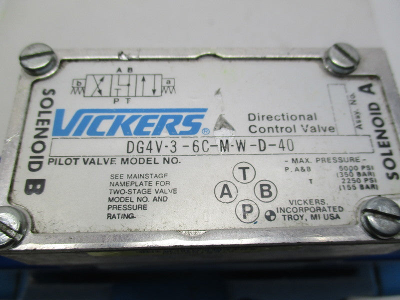 VICKERS DG4V-3-6C-M-W-D-40 SOLENOID VALVE (AS PICTURED)  NSNP