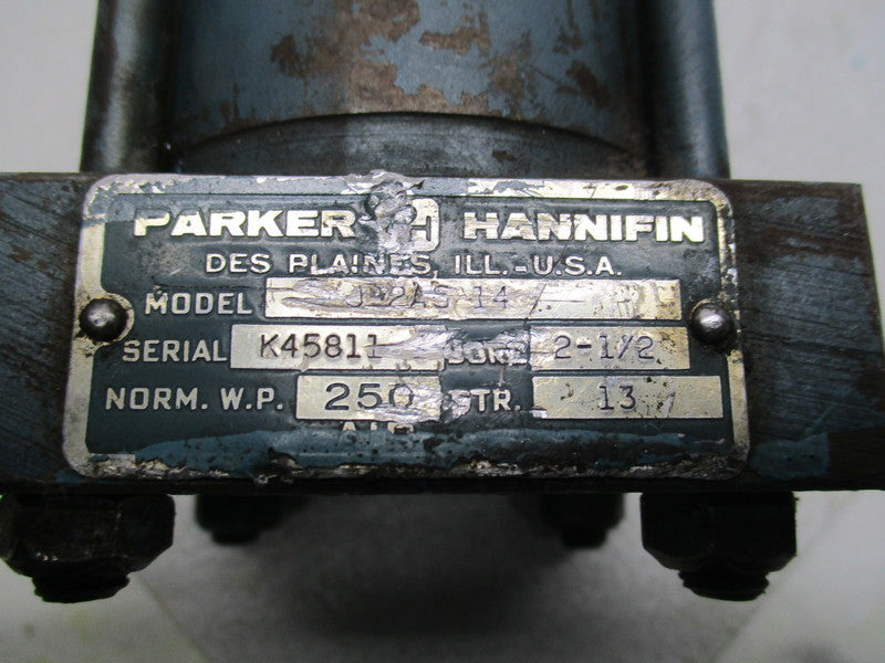PARKER HANNAFIN J2AS14 PNUEMATIC CYLINDER 2.5IN BORE 13IN STROKE 250PSI  UNMP