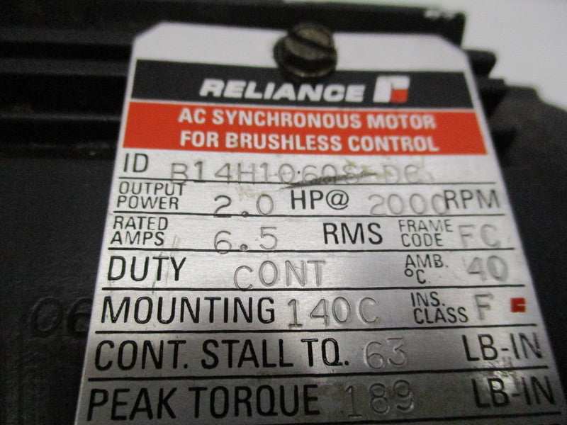 RELIANCE B14H1060SDC SYNCHRONOUS MOTOR  UNMP