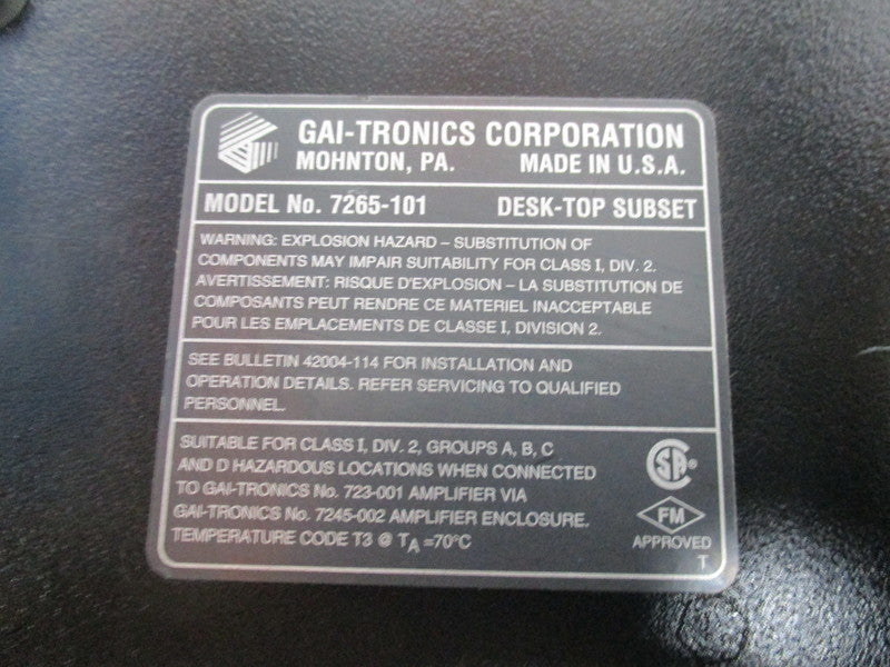 GAI-TRONICS 7265-101 PAGE PARTY LINE SYSTEM  UNMP