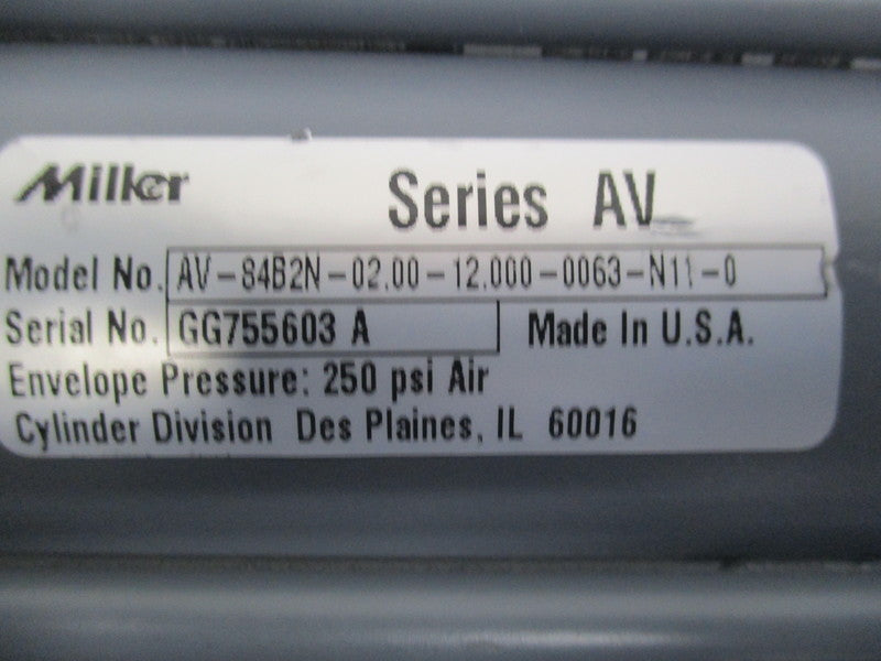 MILLER AV-84B2N-02.00-12.000-0063-N11-0 PNEUMATIC CYLINDER  UNMP