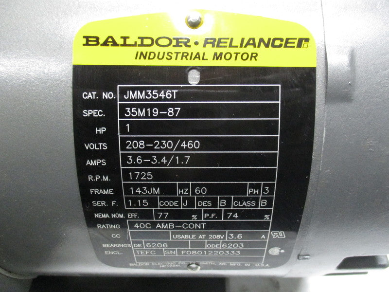 BALDOR RELIANCE JMM3546T MOTOR 1 HP 1725 RPM  UNMP
