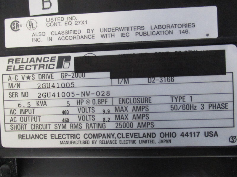 RELIANCE 2GU41005 GP-2000 UNMP