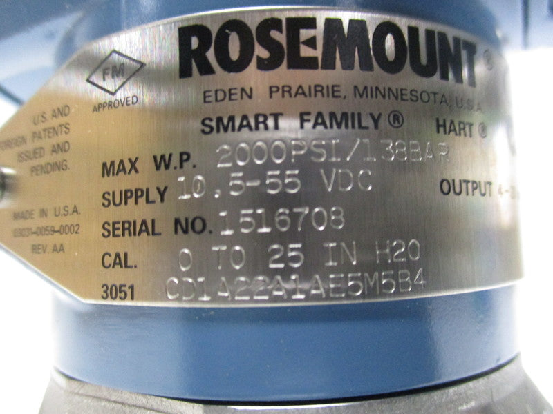 ROSEMOUNT 3051CD1A22A1AE5M5B4 SMART PRESSURE TRANSMITTER  NSMP