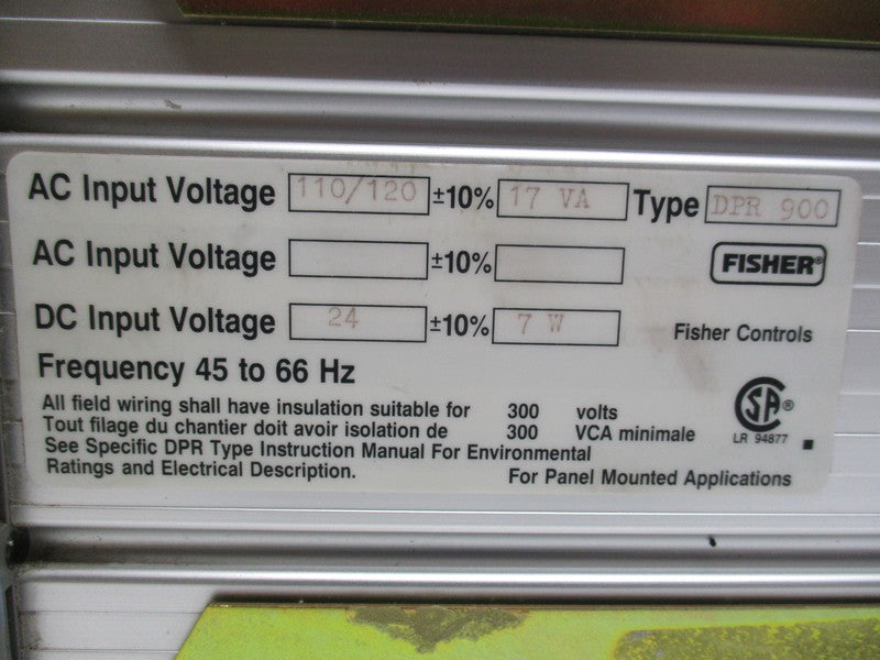 FISHER DPR900X1-A7 CONTROLLER 110/120VAC  UNMP