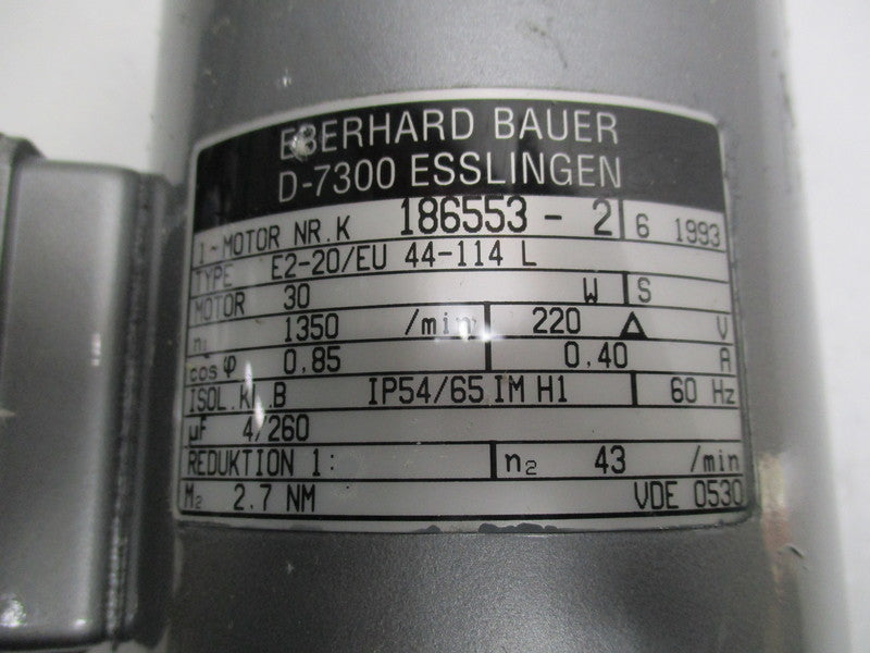BAUER E2-20/EU44-114L GEARMOTOR  UNMP