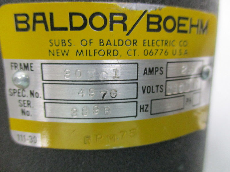 BALDOR 30EC1 PIZZA OVEN MOTOR 497G 110VDC 2.5A 75 RPM  UNMP
