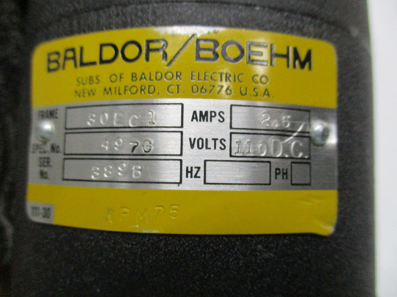 BALDOR 30EC1 PIZZA OVEN MOTOR 497G 110VDC 2.5A 75 RPM  UNMP