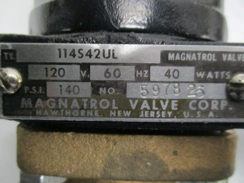 MAGNATROL 114S42UL 1/2"NPT N/C 0/140# STEAM 120V 140 PSI  NSNP