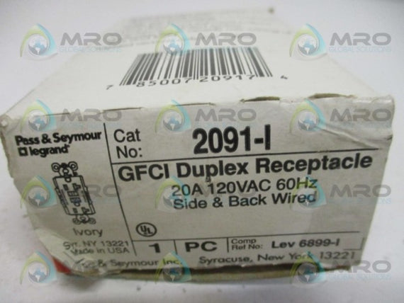 PASS & SEYMOUR TRADEMASTER 2091-I GFCI DUPLEX RECEPTACLE *NEW IN BOX*